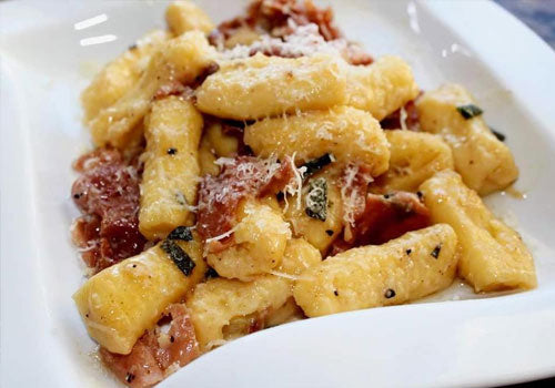 Penne with Wild Mushroom Sage Olive Oil, Fried Sage and Pecorino Romano