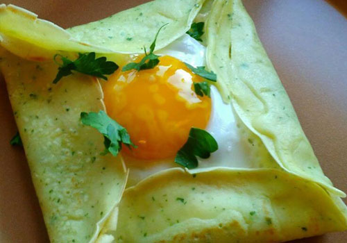 Herb Crepes W/ Spinach and Gruyere