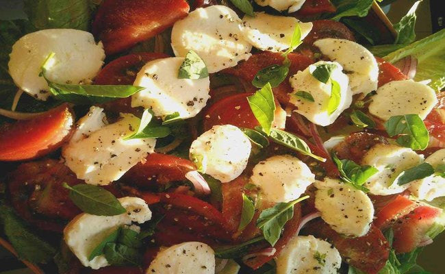 Heirloom Tomato, Torn Basil, and Fresh Mozzarella Salad