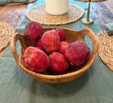 Rustic Teak Bowl with Handles - 10" Diameter