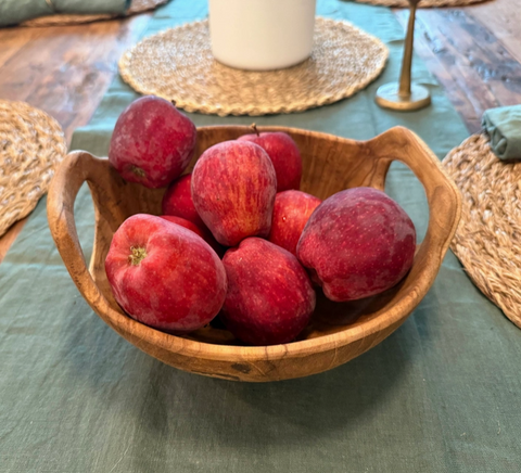 Rustic Teak Bowl with Handles - 10" Diameter