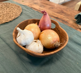 Rustic Teak Bowl with Handles - 8" Diameter