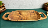Teak Wood Rustic Handled Tray-Large