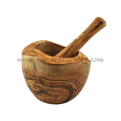 Olive Wood Mortar and Pestle - Smooth Style