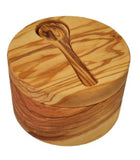 Olive Wood Salt Cellar with Inset Spoon